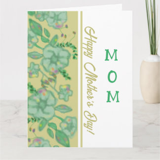 Green Foliage Floral Gold Mother's Day Card カード