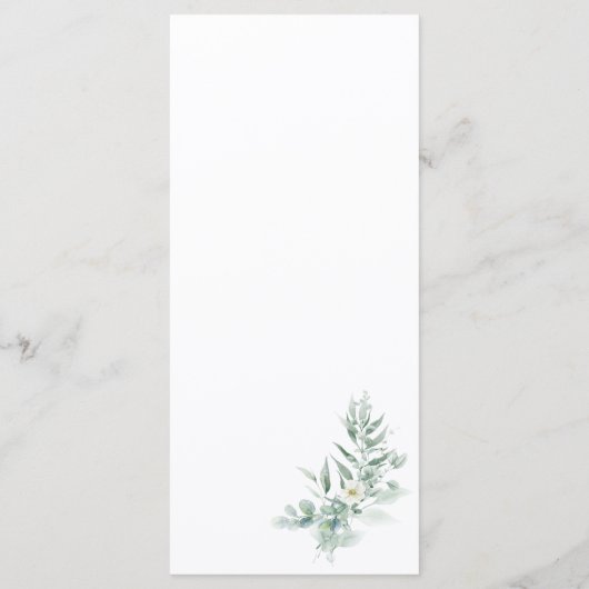 Green Foliage floral  Menu メニュー (裏面)