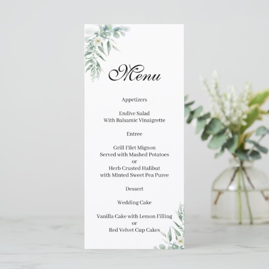 Green Foliage floral  Menu メニュー (スタンド正面)