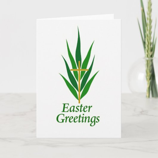 Green Foliage Golden Cross Card カード (正面)