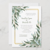 Green Foliage Greenery Gold Frame Wedding 招待状 (正面)