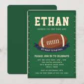 Green Football Field Kids First Birthday Party 招待状 (正面/裏面)