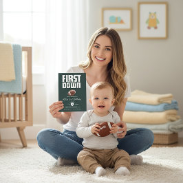 Green Football First Birthday Invite 招待状