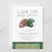 Green Football Game Day Baby Shower Invitation 招待状 (正面)