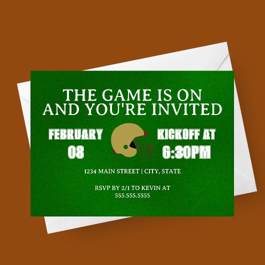 Green Football Game Night Invitation 招待状