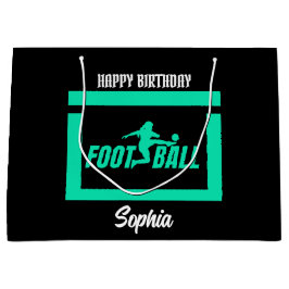 Green Football Player Girl, Birthday Girl Team ラージペーパーバッグ