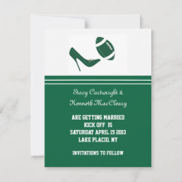 Green Football Save The Date Announcement  招待状