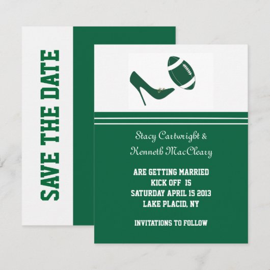 Green Football Save The Date Announcement  招待状 (正面/裏面)