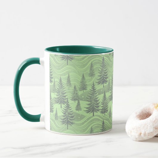 Green Forest Christmas  マグカップ (ドーナツ)