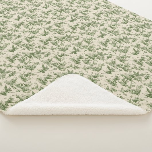 Green Forest fairies Toile de Jouy Pattern シェルパブランケット (3/4)