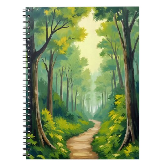 Green Forest Path | Lush Nature Watercolor Painted ノートブック (正面)