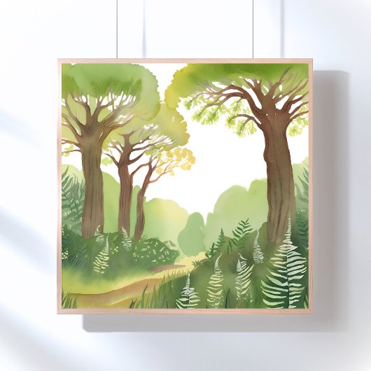Green Forest Trees | Nature Beautiful Watercolor ポスター