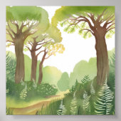 Green Forest Trees | Nature Beautiful Watercolor ポスター (正面)