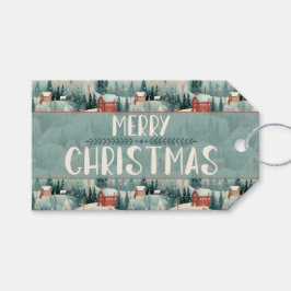 Green Forest Winter Village ギフトタグ