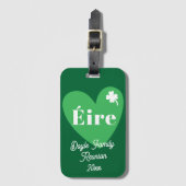 Green Four Leaf Clover Heart Éire Ireland Reunion ラゲッジタグ (正面縦)
