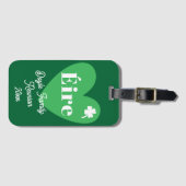 Green Four Leaf Clover Heart Éire Ireland Reunion ラゲッジタグ (正面横)