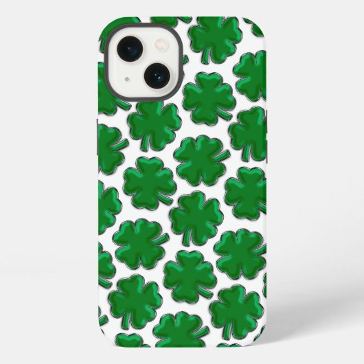 Green Four Leaf Clover Pattern Case-Mate iPhone Ca iPhoneケース (裏面)
