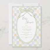 Green Frame Blocks Simple Baby Shower 招待状 (正面)