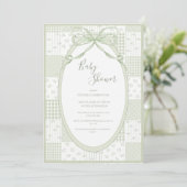 Green Frame Elegant Bow Baby Shower 招待状 (スタンド正面)