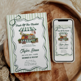 Green Fresh Off The Market Bridal Shower 招待状