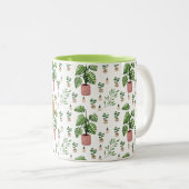 Green fresh Plant Lovers ツートーンマグカップ (正面右)