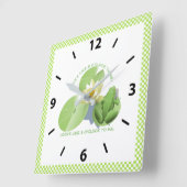 Green Frogリリー・パッドに座って:私には5のように見える スクエア壁時計 (傾斜)