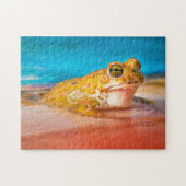 Green Frog水写真の水陸両生絵画類 ジグソーパズル (横)