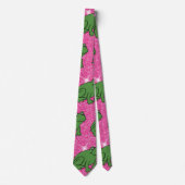 Green Frog Amphibian Animals Pink Glitter ネクタイ (正面)
