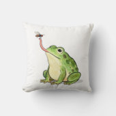 Green Frog Catching a Fly クッション (正面)