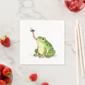 Green Frog Catching a Fly スタンダードカクテルナプキン (インサイチュ)