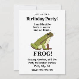 Green Frog Funny Birthday Party 招待状
