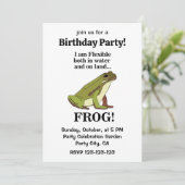 Green Frog Funny Birthday Party 招待状 (スタンド正面)
