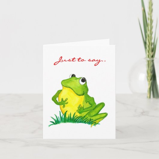 Green Frog 'Just to say' Notecard カード (正面)