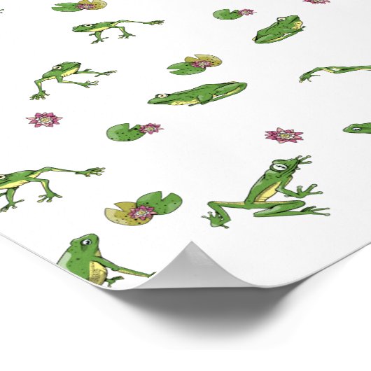 Green Frog Pattern ポスター (角)
