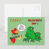 Green Frog Valentines Day Postcard ポストカード (正面/裏面)