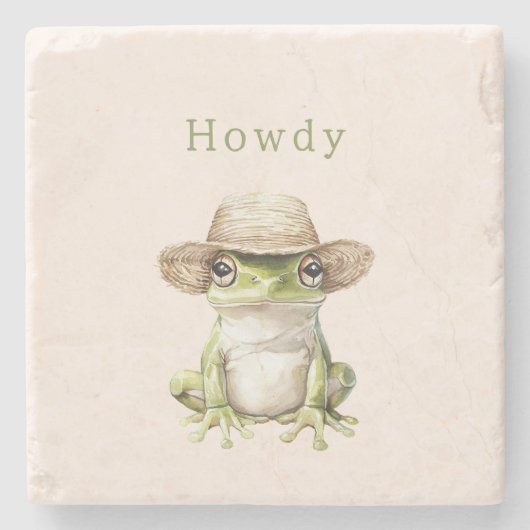 Green Frog with Hat ストーンコースター (正面)