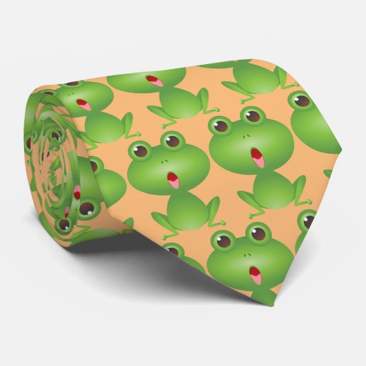Green Frogs Cute Neck Tie ネクタイ (ロール)