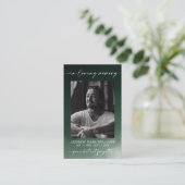 Green Funeral Memorial Prayer Photo Card 名刺 (スタンド正面)