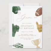 Green Game On Football Birthday 招待状 (正面)