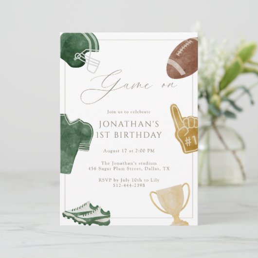 Green Game On Football Birthday 招待状 (スタンド正面)