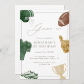 Green Game On Football Birthday 招待状 (正面/裏面)