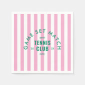 Green Game Set Match Après Tennis Club Pink Stripe スタンダードカクテルナプキン (正面)