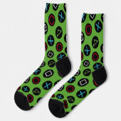 Green Gamer Console Buttons Socks Gaming ソックス (左)