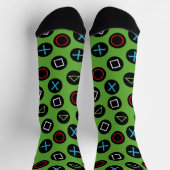 Green Gamer Console Buttons Socks Gaming ソックス (上部)