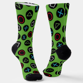Green Gamer Console Buttons Socks Gaming ソックス