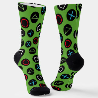 Green Gamer Console Buttons Socks Gaming ソックス