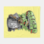 Green Garbage Monster フリースブランケット (正面(横))