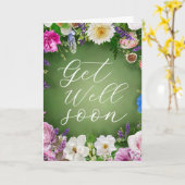 Green Garden Floral Get Well Soon Personalized  カード (黄色い花)