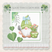 Green Garden Gnome Good Things Grow Here ペーパーコースター (正面)