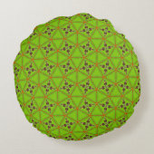 Green Geometric Floral Pattern Round Pillow ラウンドクッション (裏面)